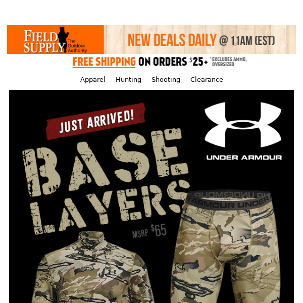 UNDER ARMOUR Base Layer, Men's Hunting Clothing, Clothing