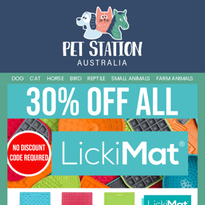 30% OFF ALL Lickimat Dog & Cat Slow Feeders!
