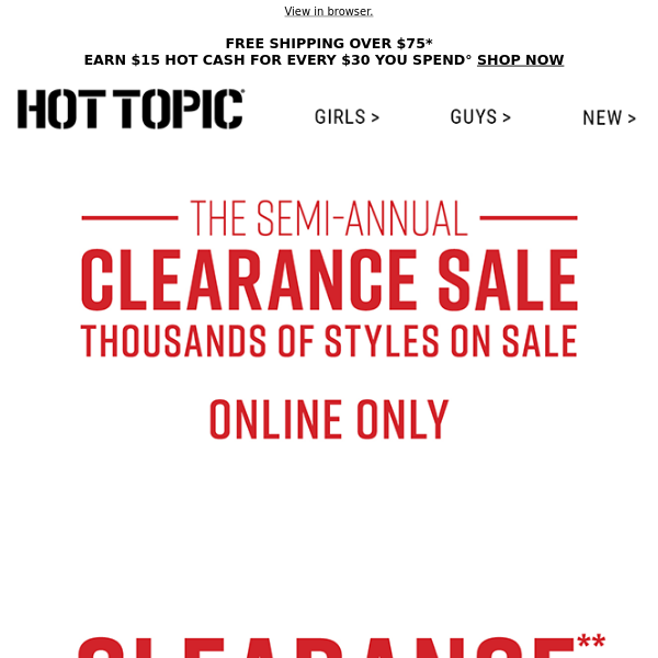 Don't forget to shop the Semi-Annual Clearance Sale this weekend 🗓️ - Hot  Topic