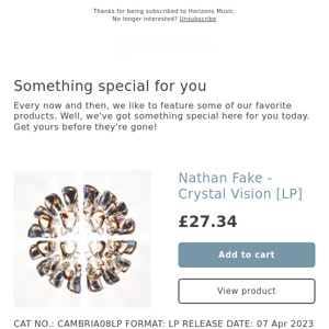 OUT NOW! Nathan Fake - Crystal Vision [LP]