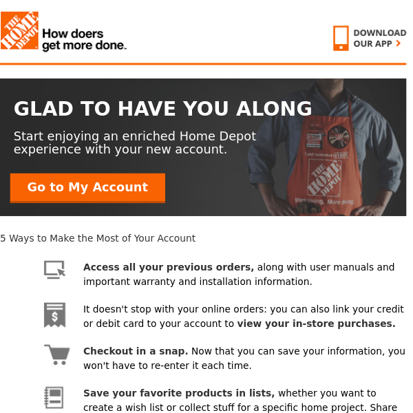 Welcome to your Home Depot account!