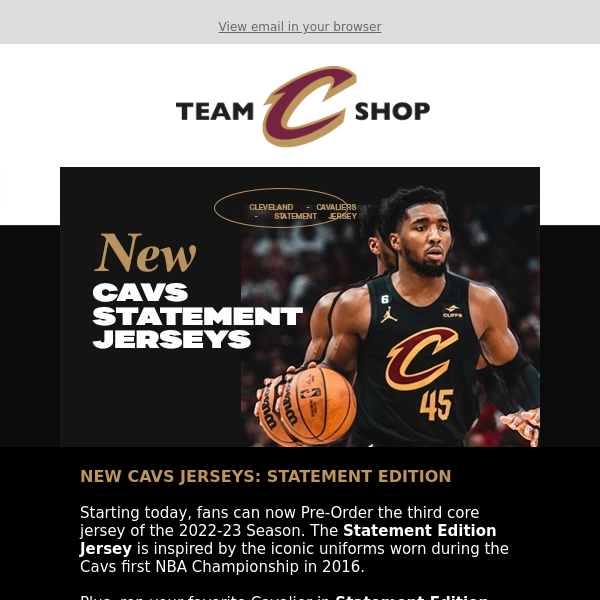 New Cavs Jerseys: Statement Edition