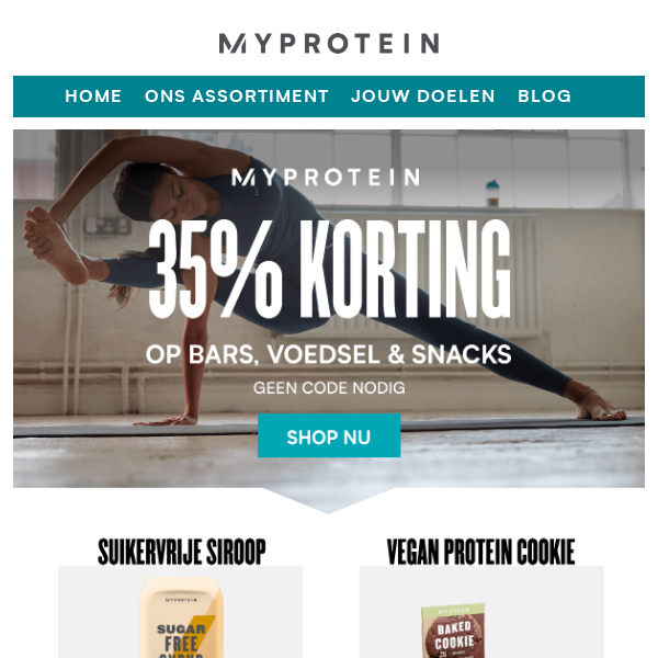 Probeer onze lekkere eiwitrijke snacks aan 35% korting 😍