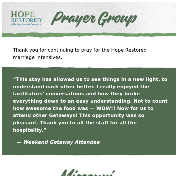 Hope Restored Prayer Initiative — Week of February 26th