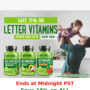 LAST CHANCE: Save 15% on All Letter Vitamins