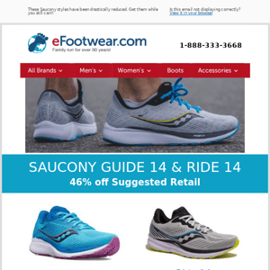 Saucony Guide 14 and Ride 14 - 46% off SRP!