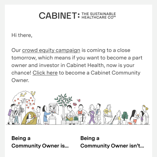 ⏰ Last chance to invest in Cabinet Health