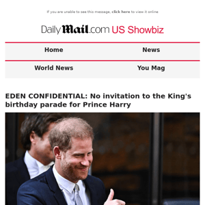 EDEN CONFIDENTIAL: No invitation to the King's birthday parade for Prince Harry