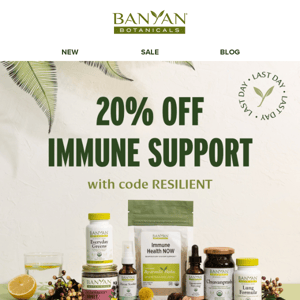 Last Chance for 20% Off Immune Products!