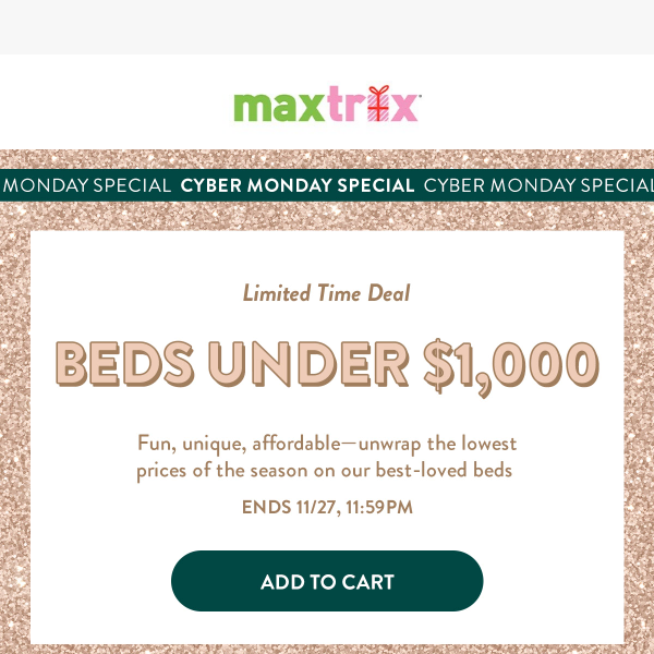 Only for today: Beds under $1k