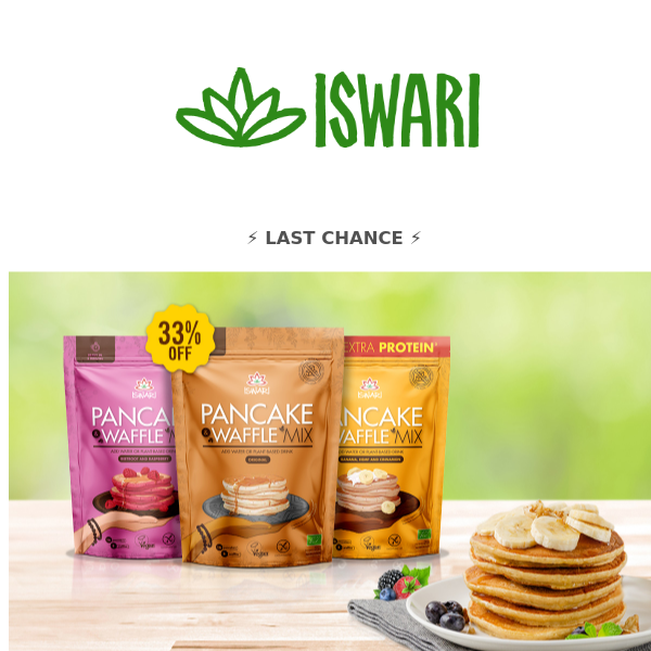 ⏰ LAST HOURS 👉 OFFER of the 3rd Super Vegan Protein + the 3rd Pancake & Waffle Mix 😋