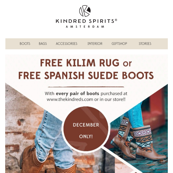 Do you want a free pair of boots? Or a kilim rug?