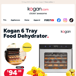 Kogan 6 tray food dehydrator only $94.99 (SRP $219.99) - Delicious snacks at clickin’ low prices!