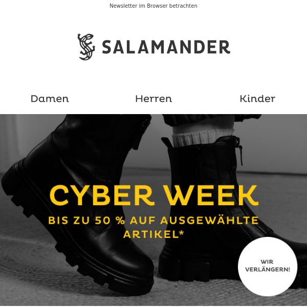 CYBER WEEK - Bis zu 50% auf ausgewählte Artikel sparen