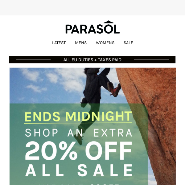 Ends Midnight - An Extra 20% Off All Sale