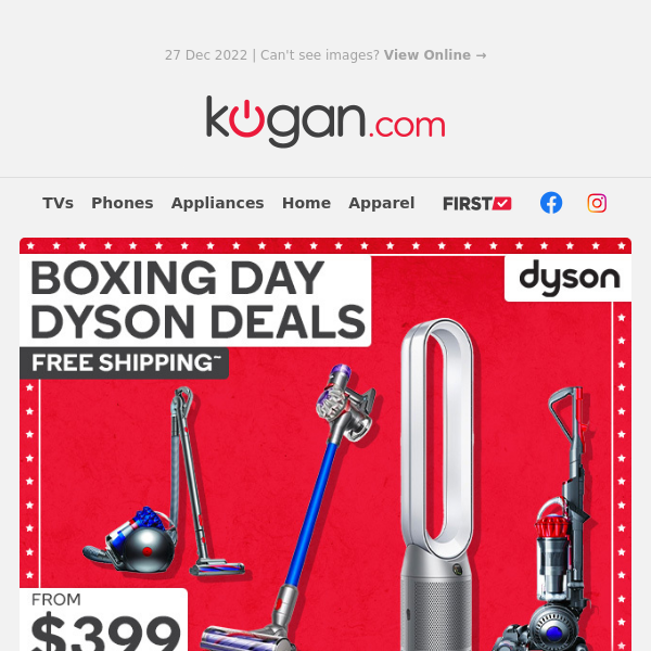 Boxing Day Sale: Dyson from $399 with Free Shipping!~