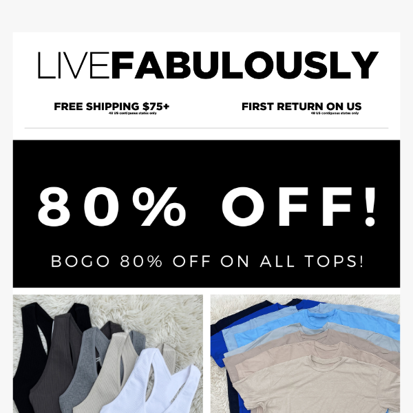 😮 Shop & Save 80%: Fabulous Tops BOGO!
