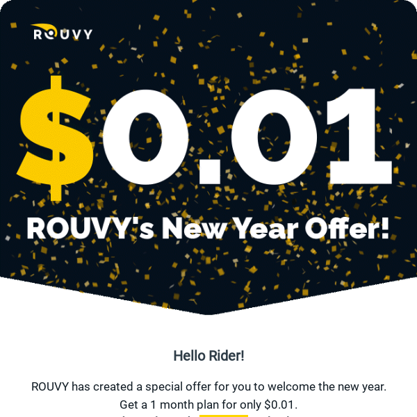 ⌛ Rider, ride with ROUVY for only $0.01! Last chance. 