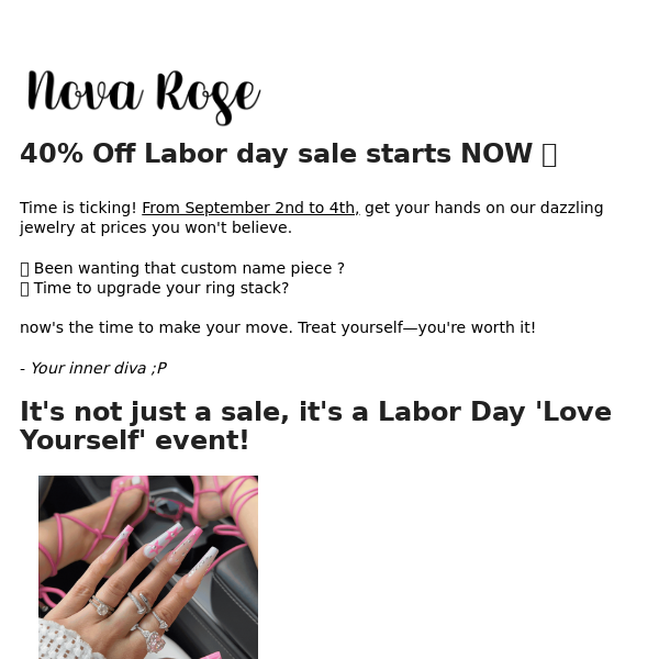 40% off labor day sale! 🥳