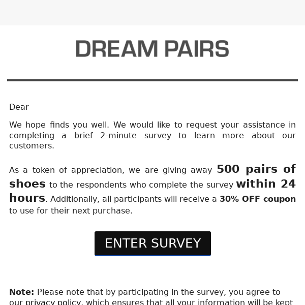 Complete the Survey to Get FREE Shoes! 24 Hours Only!