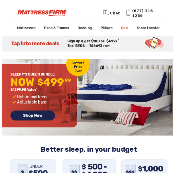 Open for a $499.99 mattress + adjustable base bundle ➡️
