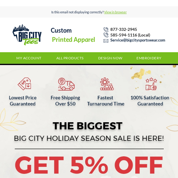 Get 5% Off Sitewide on Biggest Ever Custom Apparel Holiday Sale⛄