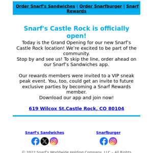 Snarf's Castle Rock is officially open!