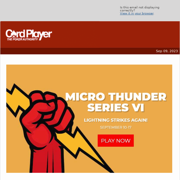 💰 Micro Thunder Online Poker Series Returns To Global Poker Sept. 10-17