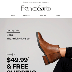 One Day Sale! Artful ankle boots just $49.99 + Free shipping