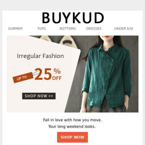 Irregular style save up to 25% OFF