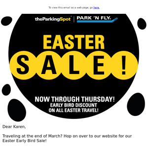 EASTER SALE! 72 hours to book!