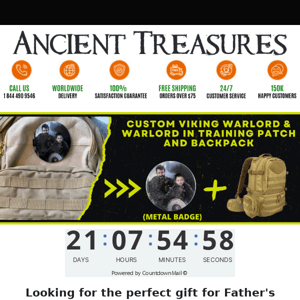 Great Father's Day Gift -- Viking Warlord & Warlord In Training Metal Photo Patch & Dad Backpack