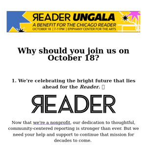 3 reasons to come to the Reader's UnGala