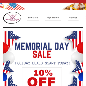 Memorial Day Sale - Starts Now!