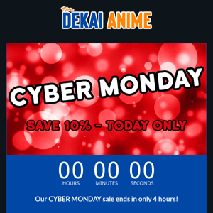 SALE ENDS IN 4 HOURS - CYBER MONDAY