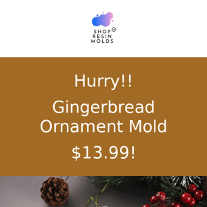Hurry! Gingerbread Cookie Resin Ornament Mold $13.99 !