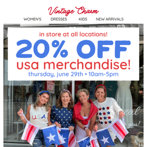 SALE EXTENDED!🤩 Last Chance to Shop 20% Off USA Merch In Store!