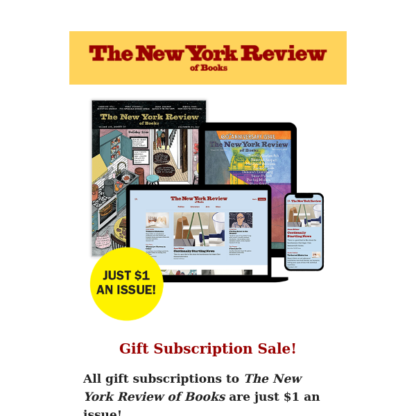 Gift subscription sale ends at noon, Tuesday. Order now!