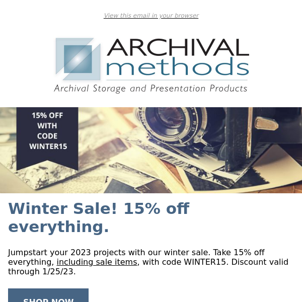 Winter Sale! 15% off everything.