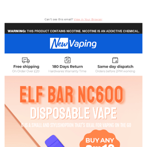 New Arrivals:￡4 Elf Bar NC600,￡4 Geek Bar Shisha!￡4 SMOK NOVO Bar,￡12.99 Golisi S30 x 2pcs,￡15.99 FreeMax M Pro 2,￡1.99 Dinner Lady Nic Salt,￡5.99 FreeMax Maxpod Circle Kit