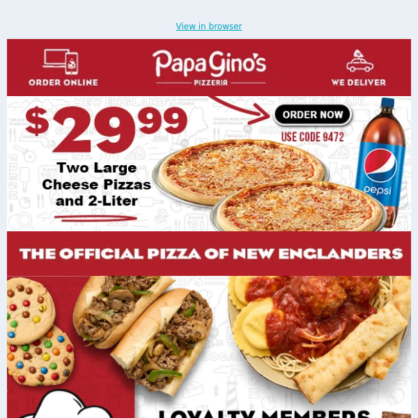 Hey Papa Gino's Fans - Kick Off The New Year 🥳 with a New DEAL!!