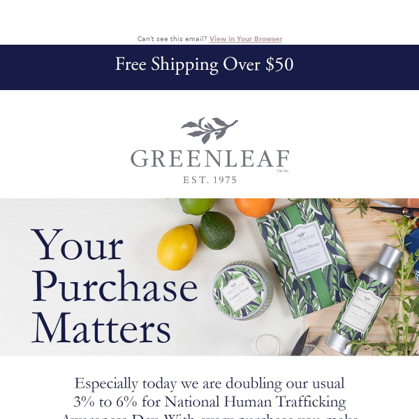 Today, your Greenleaf order gives back two times 💙 ->