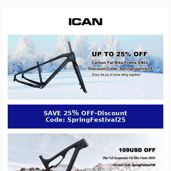 UP TO 25% OFF-ICAN Fat Bike Frame & Wheels