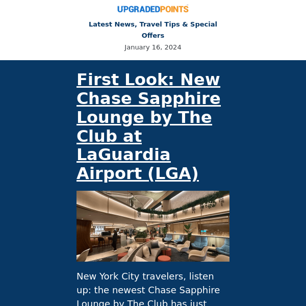 Chase Sapphire Lounge LGA opens, 737 MAX 9 flights, Honolulu gets a new points hotel, and more news...