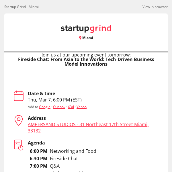 Event Tomorrow: Fireside Chat: From Asia to the World: Tech-Driven Business Model Innovations