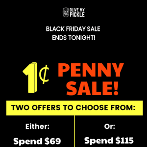 Black Friday PENNY SALE ends TONIGHT!   💥