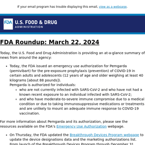 FDA Roundup: March 22, 2024