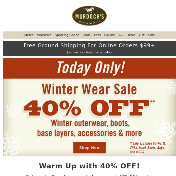 40% OFF Winter Wear