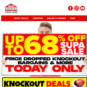 Up To 68% OFF SUPA SALE - Price Dropped Knockout Bargains & More - TODAY ONLY