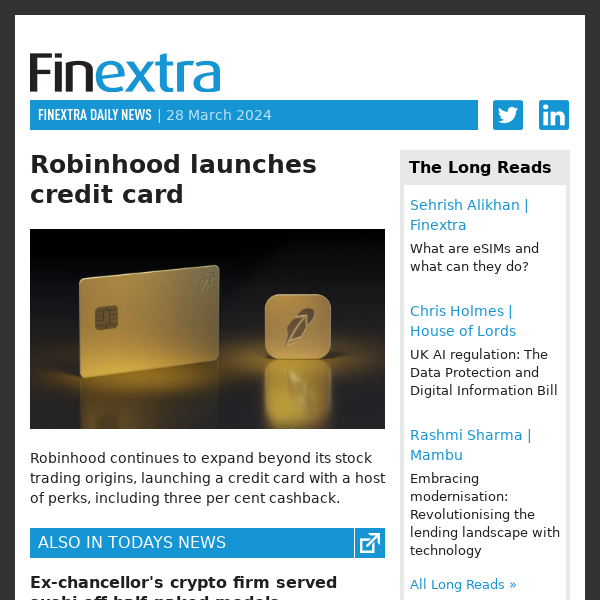 Finextra Daily News: 28 March 2024